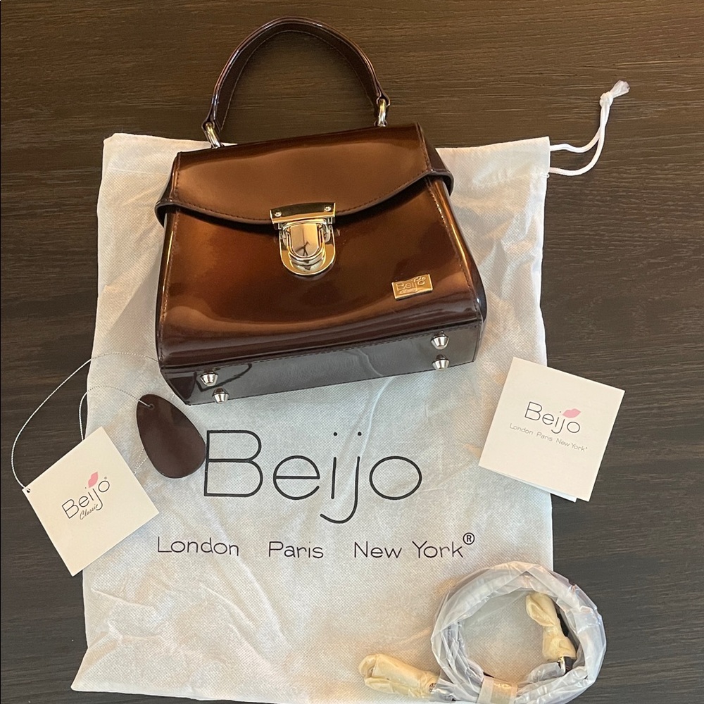 Beijo Glossy Brown Satchel